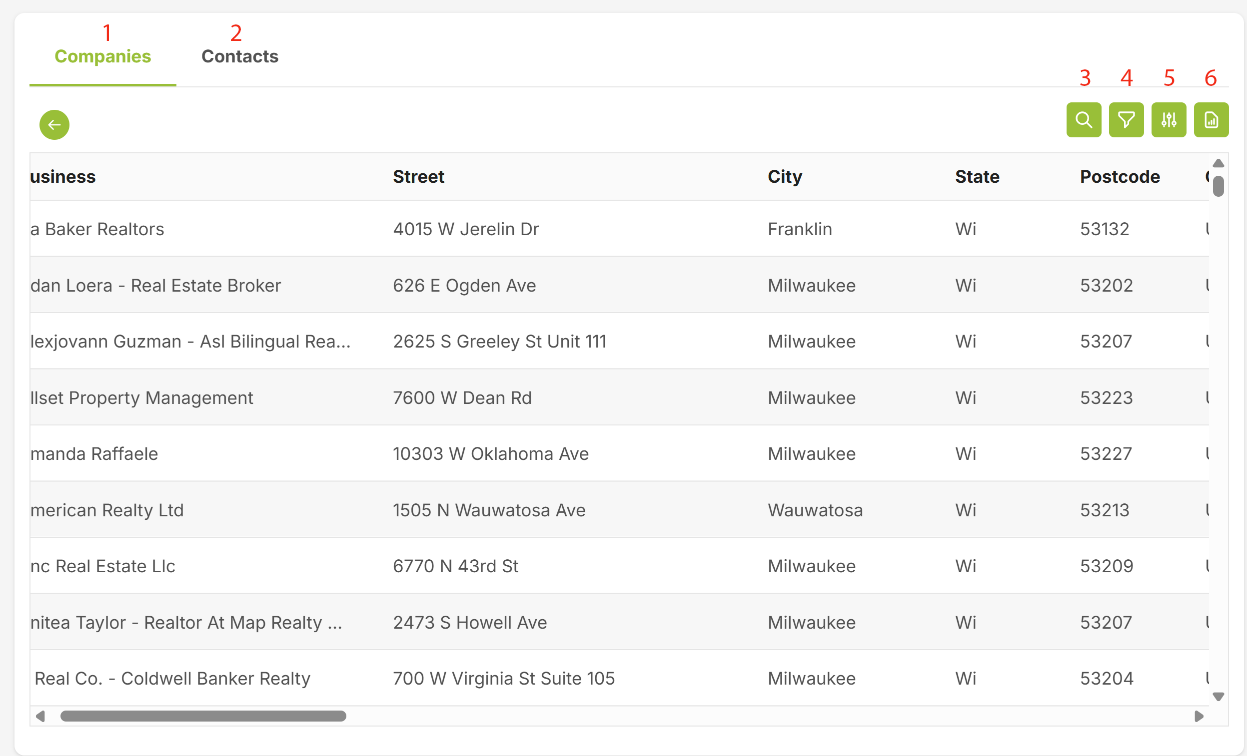 Lead Scrape Search Results Interface